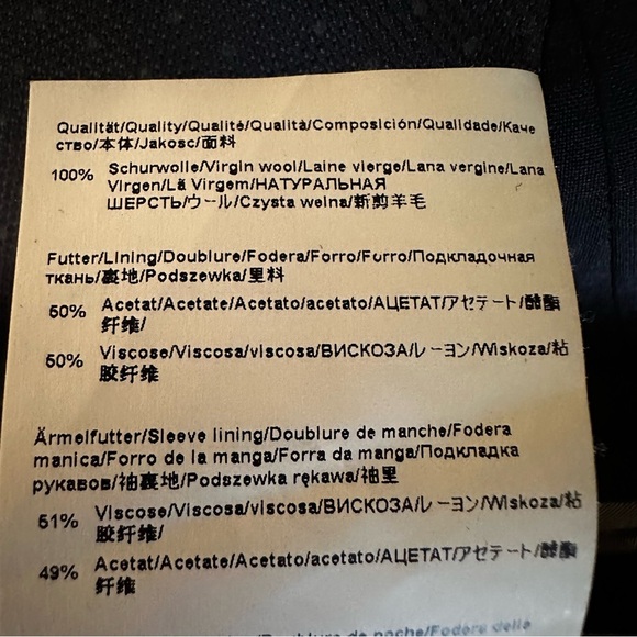 BOSS Hugo Boss Navy Blue 100% Virgin Wool Blazer Jacket 40R EUC Lightweight - Picture 9 of 9